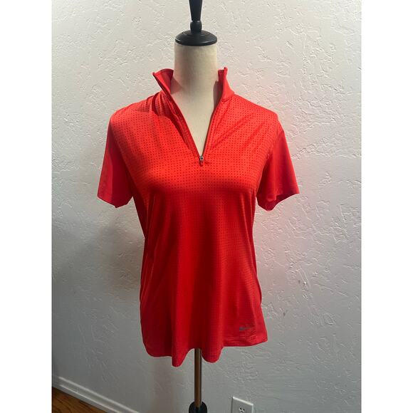 Nike Golf Dri-Fit Women’s Red Quarter Zip Polo Shirt – Size M - Picture 1 of 6